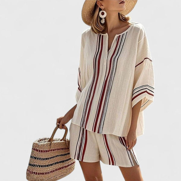 Shani Striped V-Neck Set