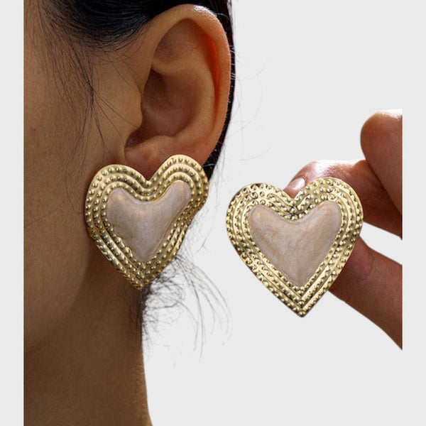 Yael Peach Heart Earrings