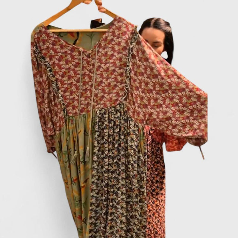 Tehila Patchwork Midi Dress