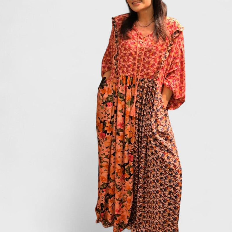 Tehila Patchwork Midi Dress
